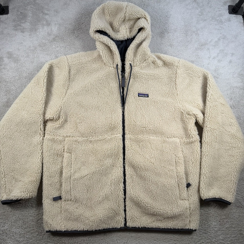 Patagonia Jacket Mens 2XL Beige Retro X Fleece Hoody Full Zip Lined Sherpa